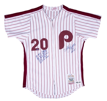 Mike Schmidt Signed Philadelphia Phillies Home Throwback Jersey with Seven (7) Inscriptions (UDA and JSA)